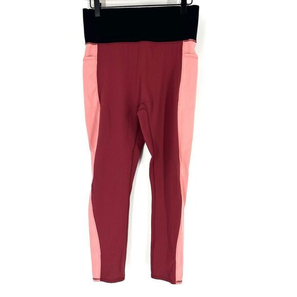 Anthropologie Fourlaps Leggings Size Medium Women Red Pink Plyo Workout Athletic - Picture 1 of 10